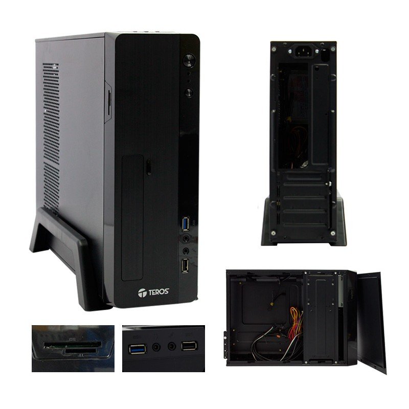 Imagen de CASE TEROS S02B, MICRO SLIM, ATX, 250W, USB 3.0 / 2.0, AUDIO, CARD READER SD/TF.