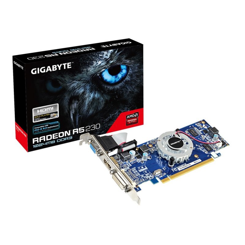 Imagen de TARJETA DE VIDEO GIGABYTE AMD RADEON R5 230, 1GB DDR3 64-BIT, DVD/HDMI/VGA, PCI-E 2.1.