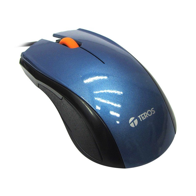 Imagen de MOUSE &Oacute;PTICO TEROS TE-5044B, 1200 DPI, USB, NEGRO / AZUL, PRESENTACI&Oacute;N EN COLGADOR.