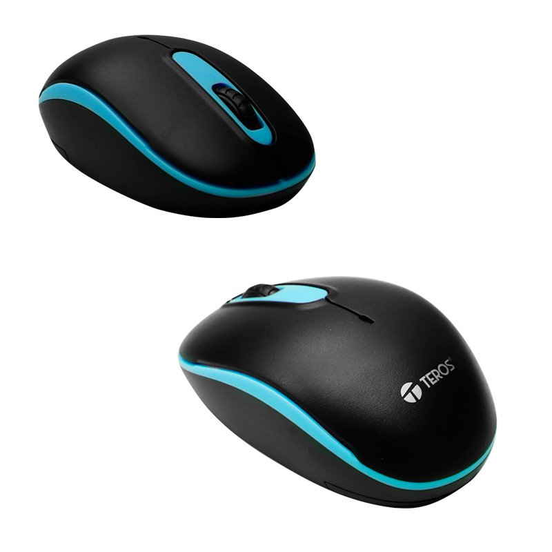 Imagen de MOUSE OPTICO INAL&Aacute;MBRICO TEROS TE5030, 1000 DPI, 2 BOTONES, SCROLL, CELESTE, RECEPTOR USB