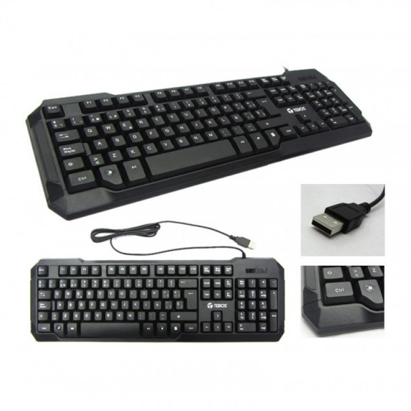 Imagen de TECLADO TEROS TE-KBUSB136, USB, EST&Aacute;NDAR, ESPA&Ntilde;OL, NEGRO, 104 TECLAS.