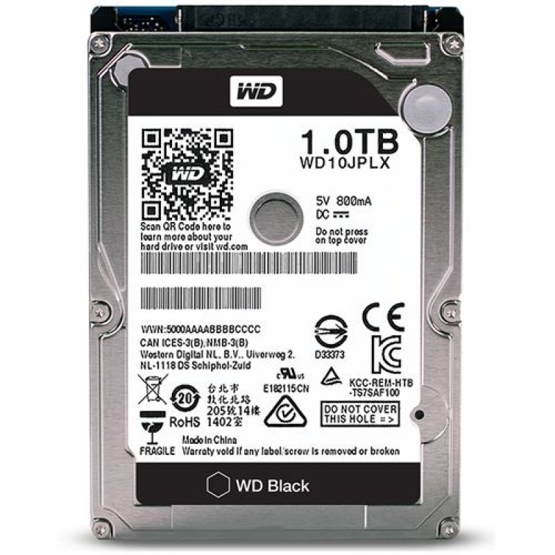 Imagen de DISCO DURO WESTERN DIGITAL BLACK WD10JPLX, 1TB, SATA 6.0 GB/S, 7200 RPM, 2.5".