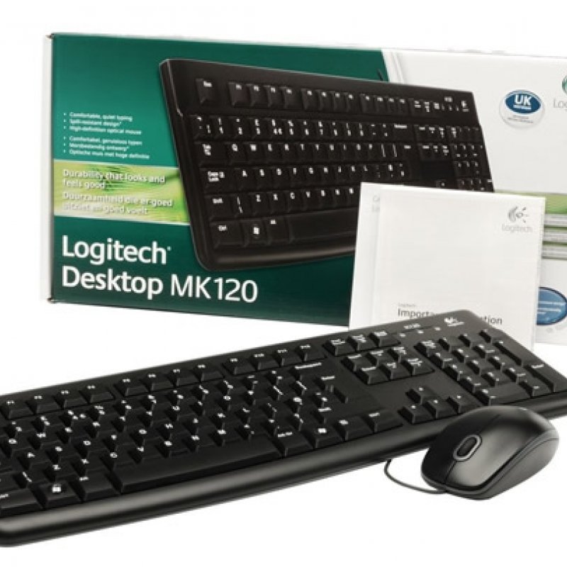 Imagen de KIT TECLADO Y MOUSE LOGITECH MK120, USB, NEGRO.