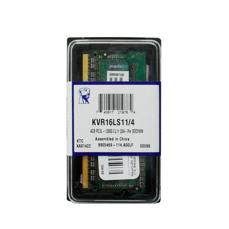 Imagen de MEMORIA KINGSTON KVR16LS11/4, 4GB DDR3L, SODIMM, 1600MHZ, CL11