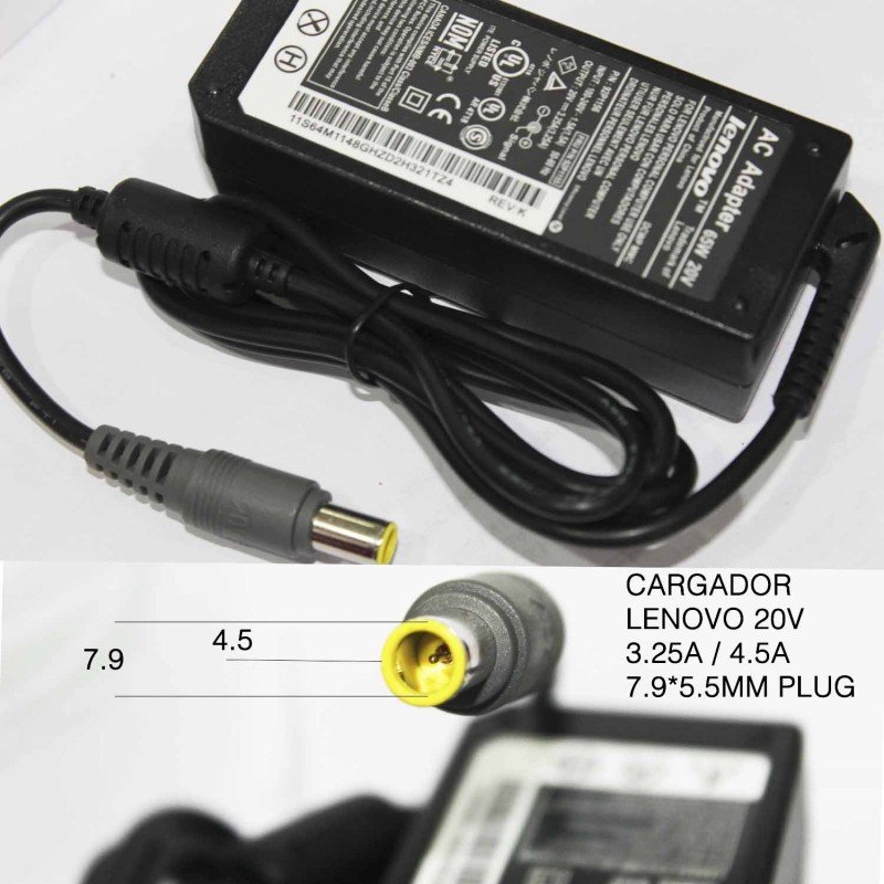 Imagen de CARGADOR LENOVO 20V 3,25A DELGADA ORIGINAL