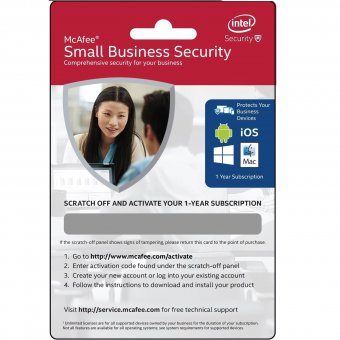 Imagen de ANTIVIRUS MCAFEE SMALL BUSINESS SECURITY, SUSCRIPCIÓN 1 AÑO, PC, MAC, TABLET, SMARTPHONE.
