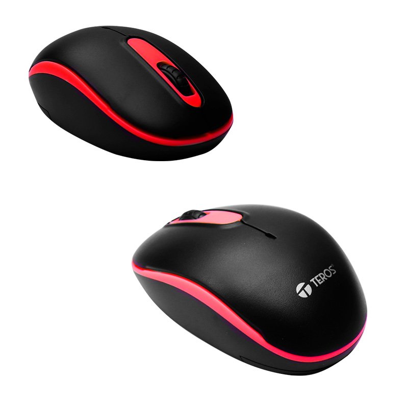 Imagen de MOUSE OPTICO INAL&Aacute;MBRICO TEROS TE5030, 1000 DPI, 2 BOTONES, SCROLL, ROJO, RECEPTOR USB.